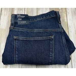 J.Crew Slim Boyfriend All-Day Stretch Jeans Women's 30P‎ Dark Wash Denim NWT